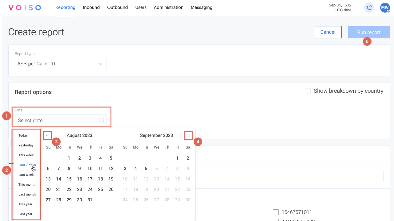 Overview Historical Reports Calendar Picker