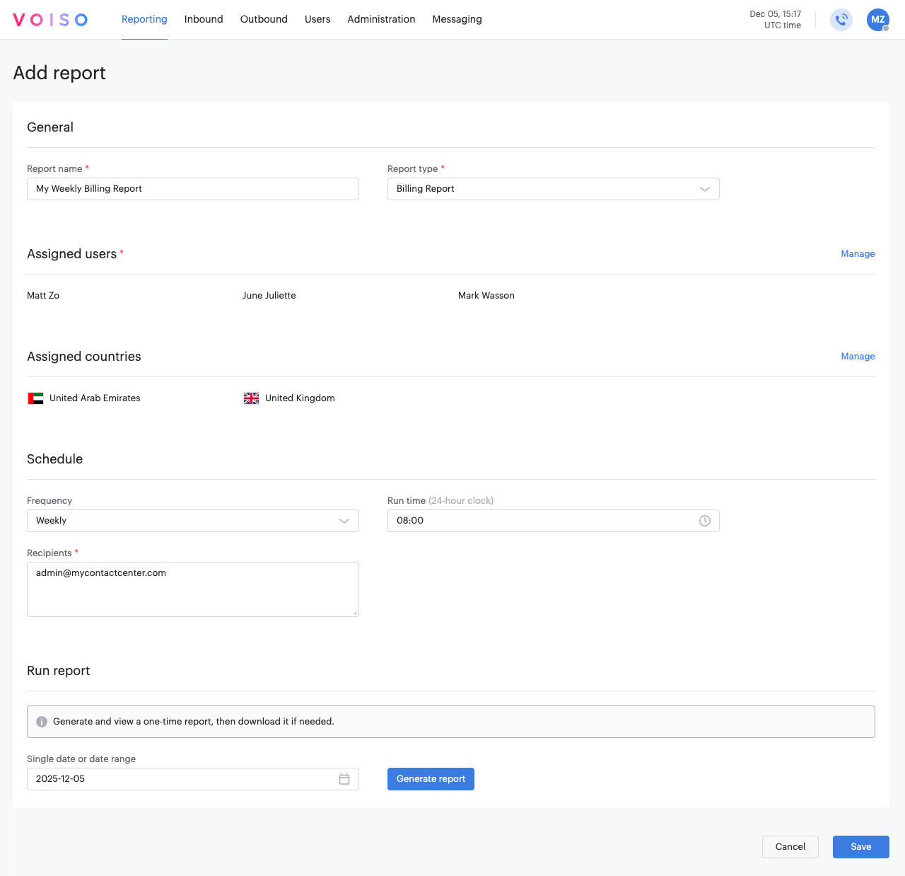 Reporting Billing Report