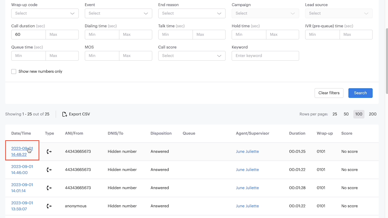 Reporting CDR Click Interaction