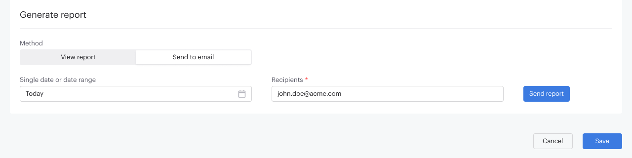 Reporting Create Report Generate Report Section Send To Email Report Method