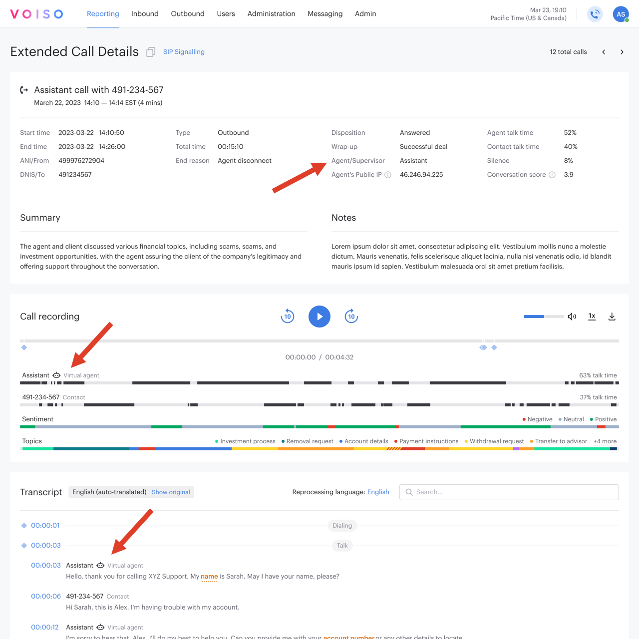 Reporting Extended Call Details Voice Virtual Agents