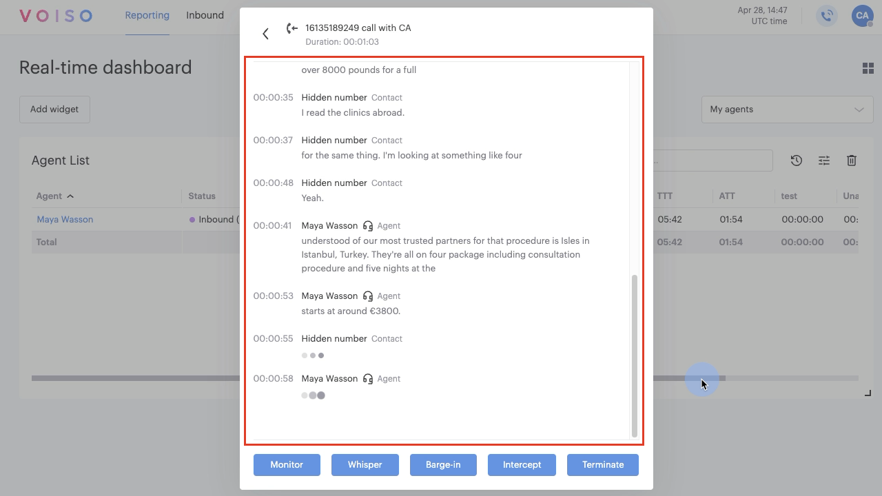 Supervisor Agent Zoom Real-time Transcript Monitoring Agent Zoom Transcript