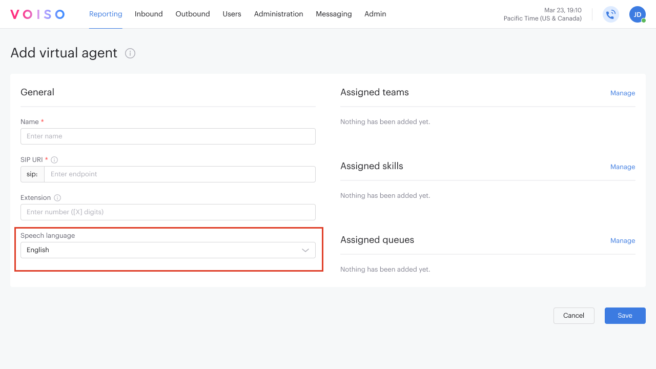 Users Add Virtual Agent Speech Analytics View