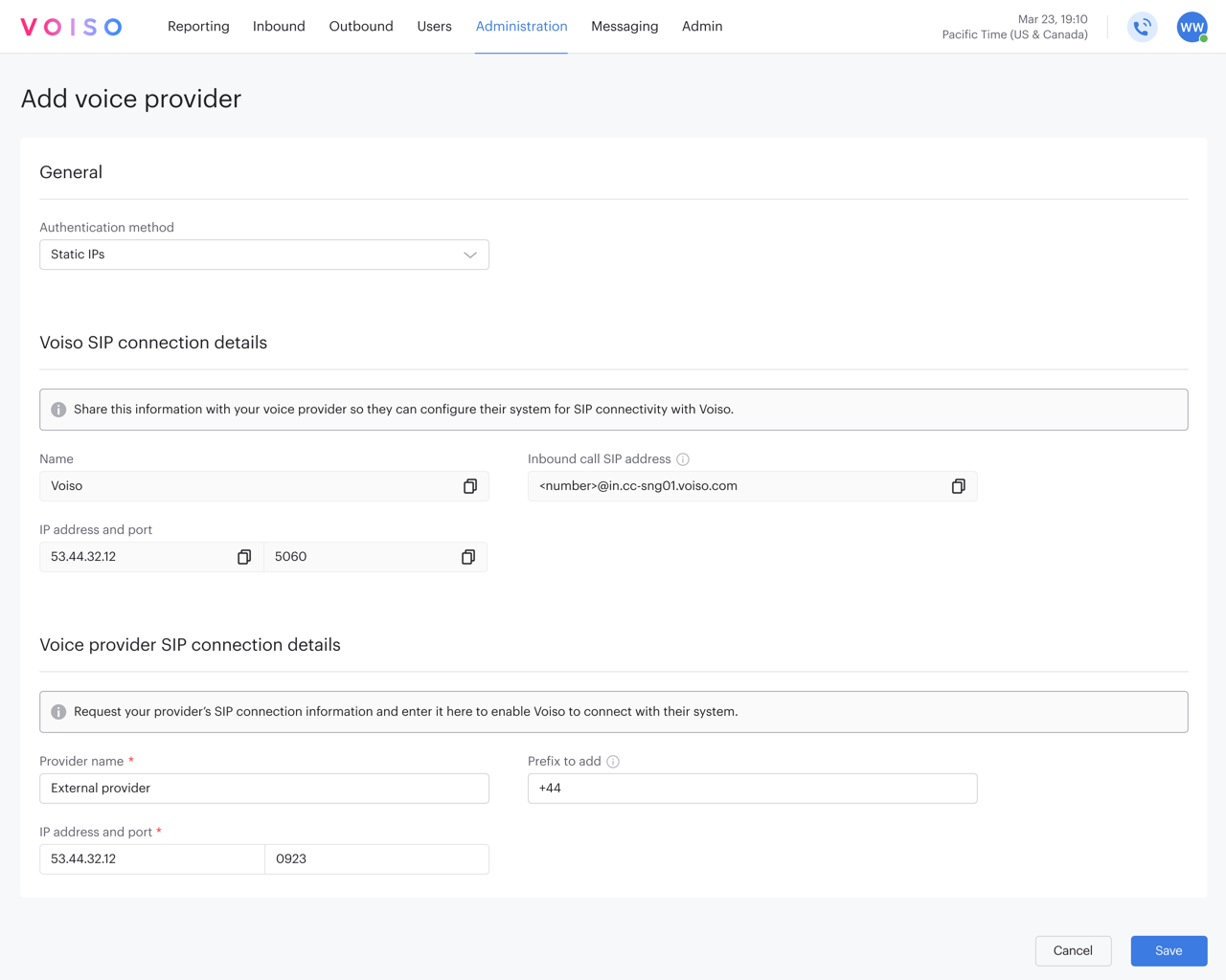 Voice Providers Static IPs Method