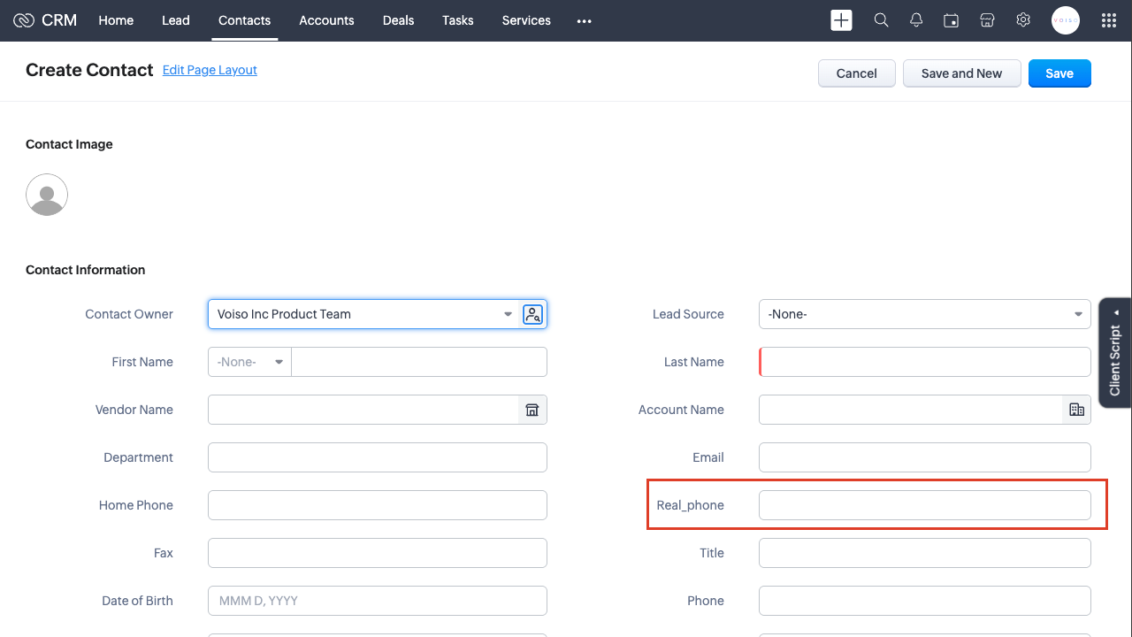 Zoho CRM Contact Masking Field