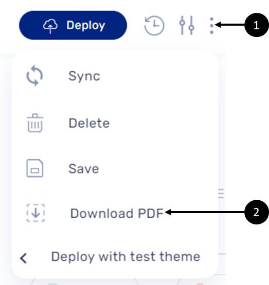 The More Options icon on the PDF screen displays the same options that appear when clicking it on the Webflow screen,  with an additional option to download the PDF form.