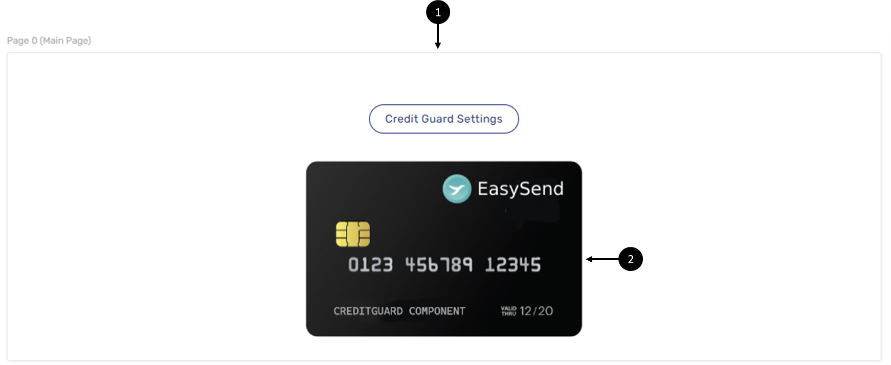 A Main Page with an added Credit Guard component.