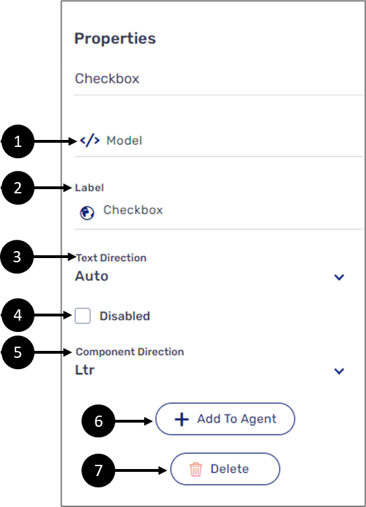 Checkbox Properties Section.