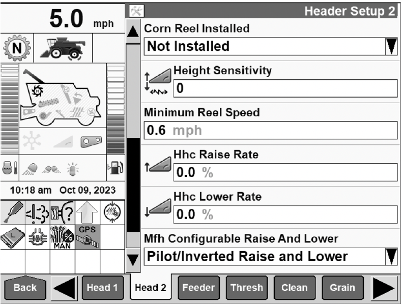 Fore Aft Method Display Setup for Headers - X160