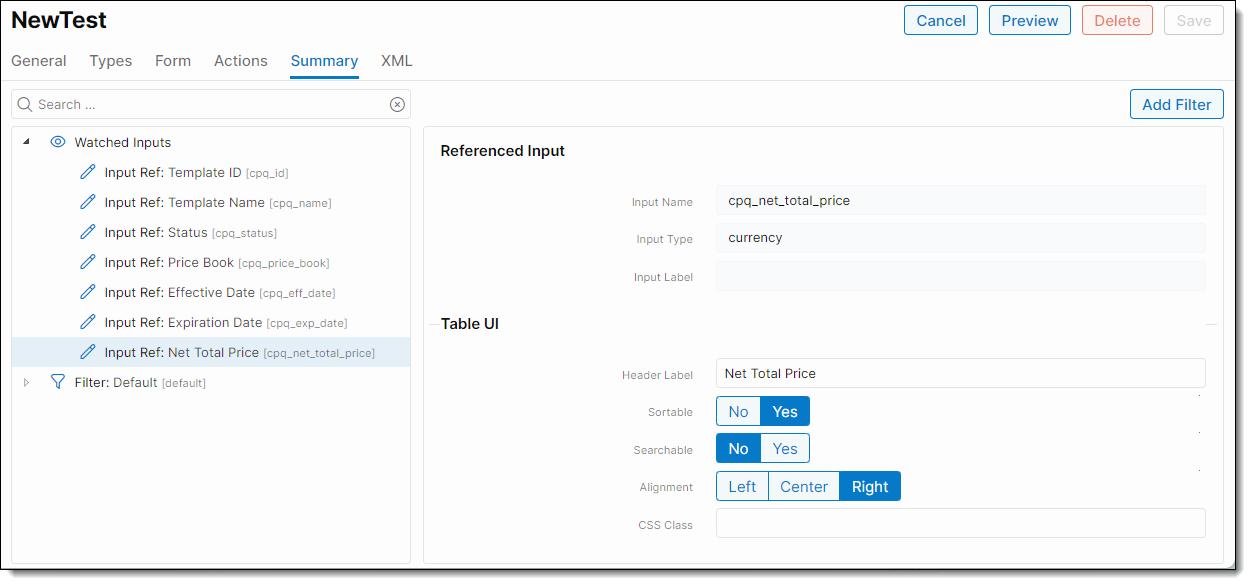 Summary tab - Quote UI Layout