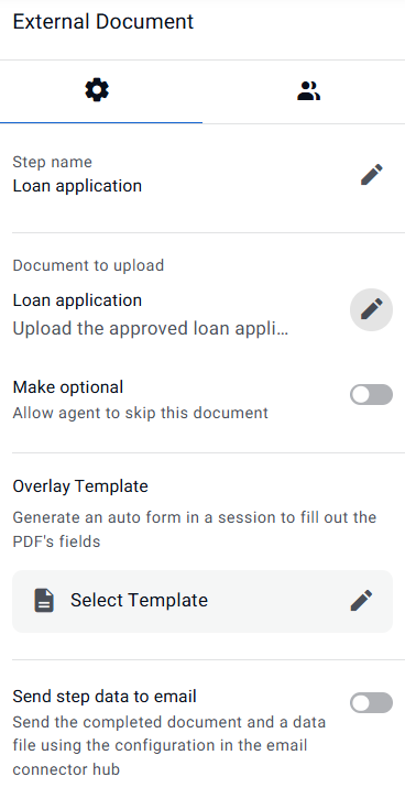 External Document step properties panel