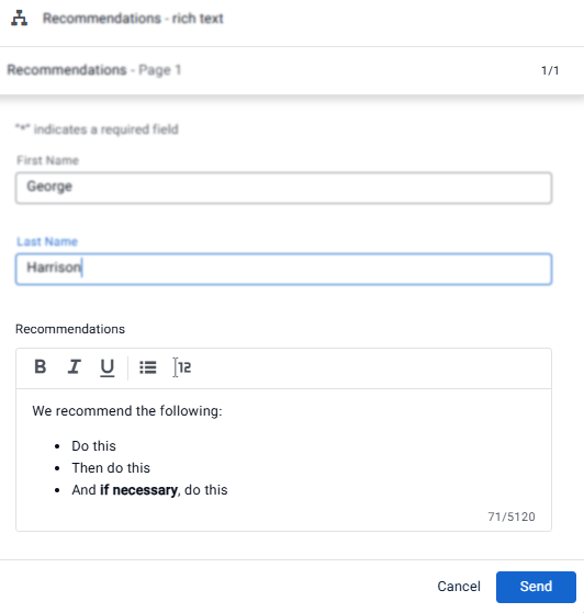 Agent Form showing rich text Attribute input field