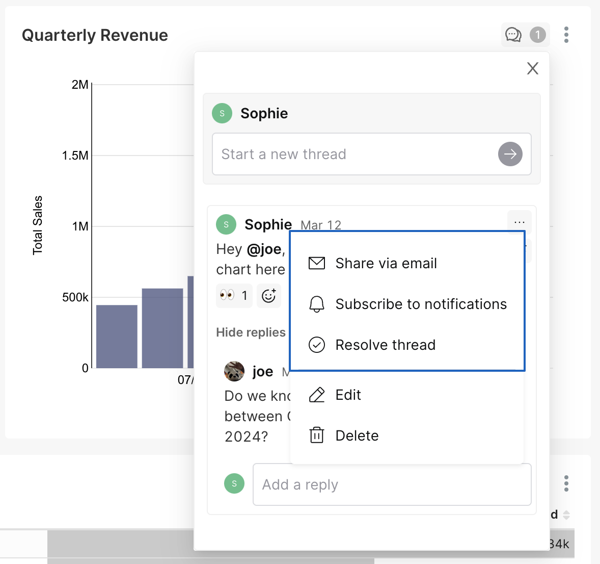 In-product commenting and collaboration