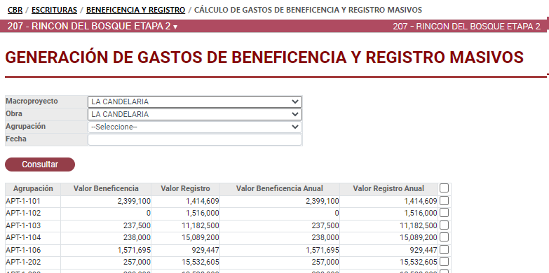 CalculoDeGastosDeBeneficenciaYRegistroMasivo