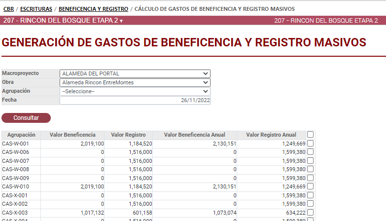 CalculoDeGastosDeBeneficenciaYRegistroMasivo