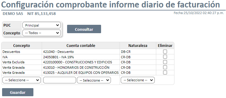 Configuración comprobante informe diario de facturación2