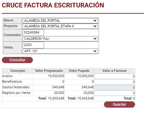 CruceFacturaEscrituracion