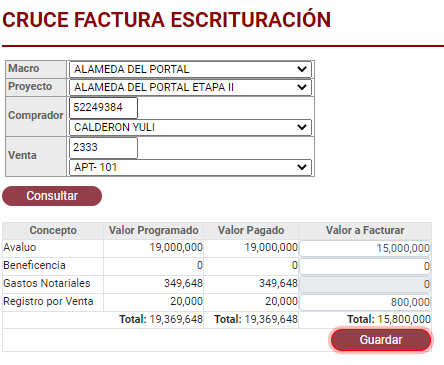 CruceFacturaEscrituracion