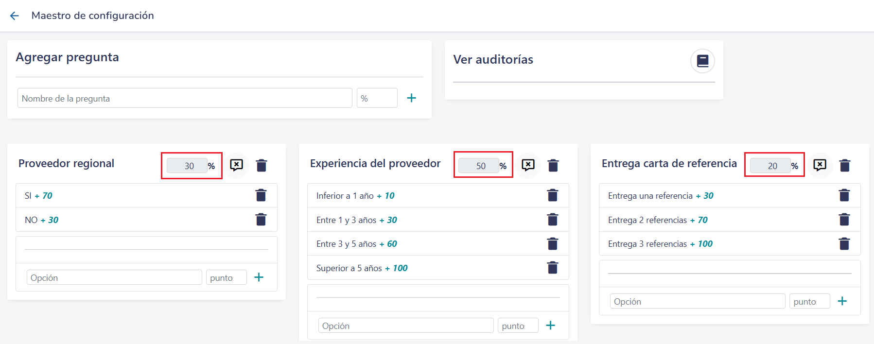 Evaluación de proveedor 1