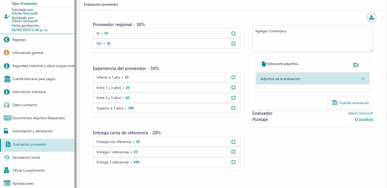 Evaluación de proveedores 3