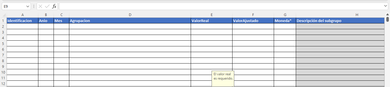 Excel plantilla histórico de retención en la fuente