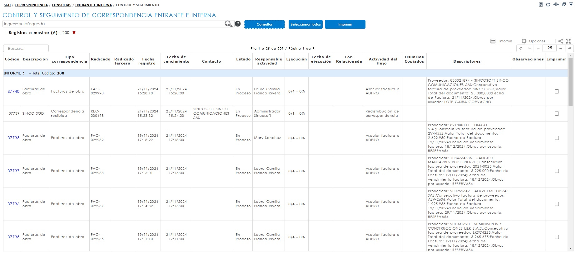 Informe control y seguimiento entrante e interna general