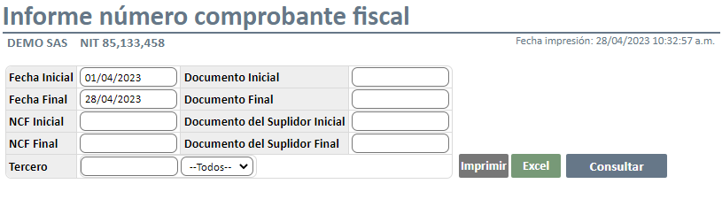 Informe número comprobante fiscal1