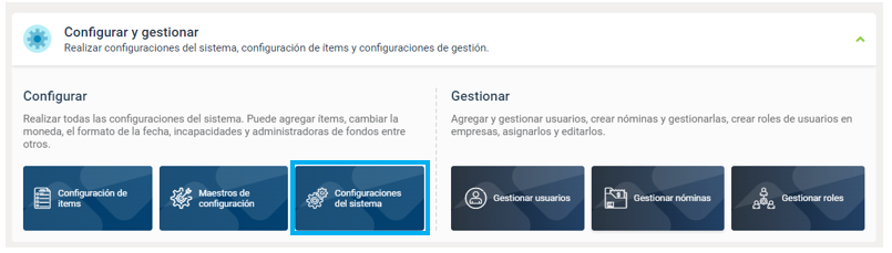 Opción configuraciones de sistema1