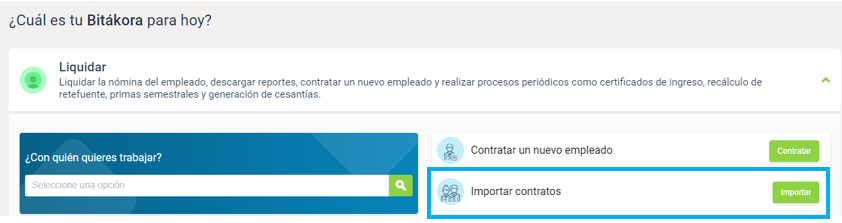 Opción importar contratos