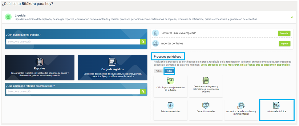 Opción principal nómina electrónica