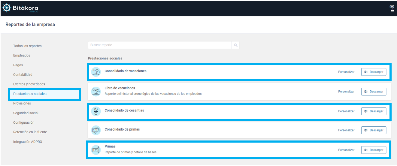 Reporte de consolidados