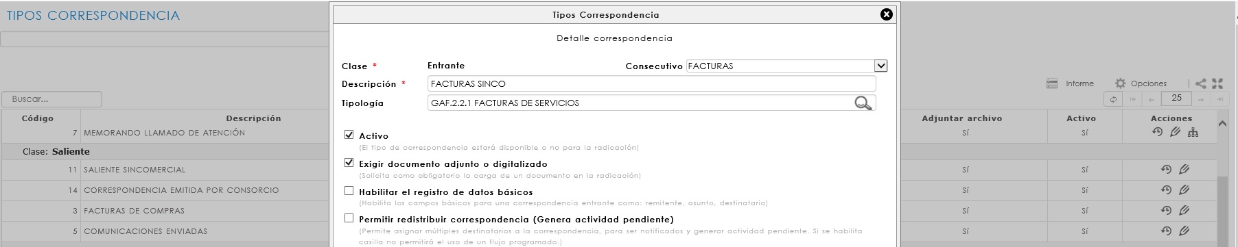 TipoCorrespondencia