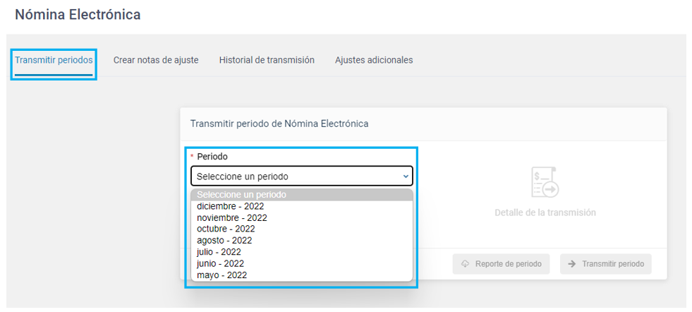 Transmitir periodos