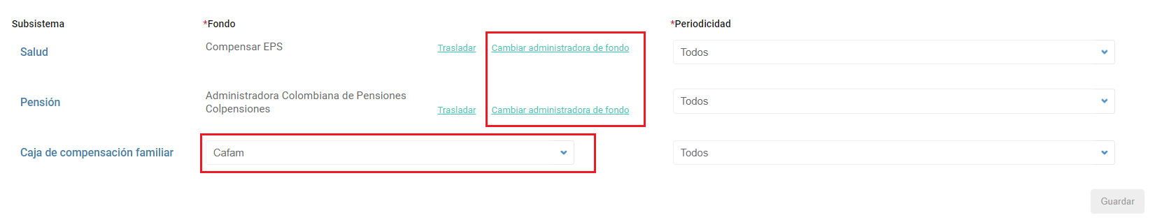 Cambiar fondo de seguridad social