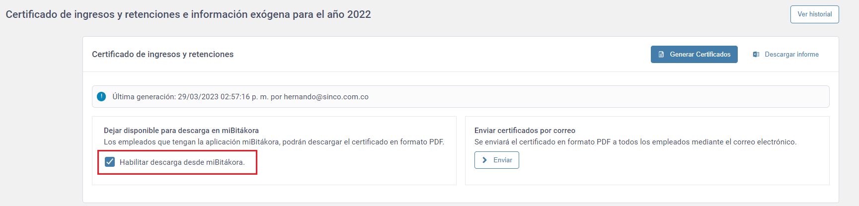 Configurar para descargar el certificado en miBitákora