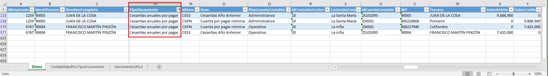 Creación de documento contable de traslado