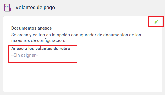 Configurar un documento al volante de retiro