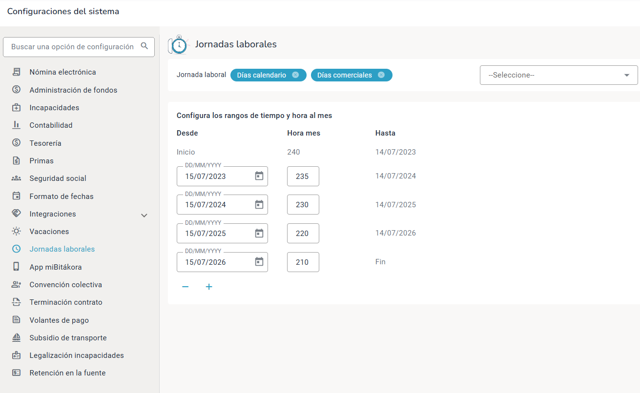 Ingreso a las configuraciones del sistema