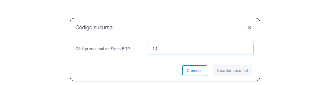 Configuración del código de la sucursal en Sinco ERP