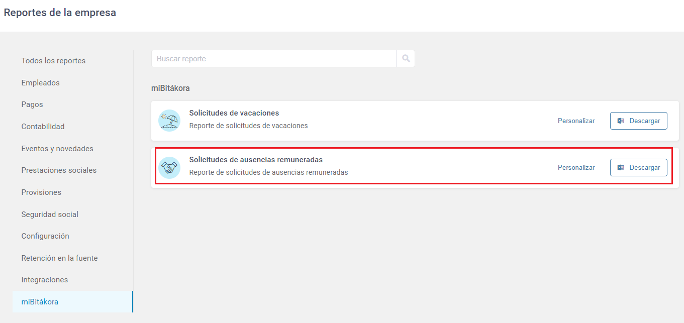 Nuevo reporte de ausencias remuneradas miBitákora