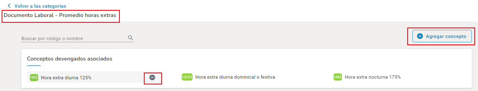 Asociar los conceptos de horas extras para los documentos