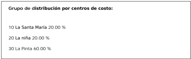 Certificado con el grupo de centros de costos del empleado