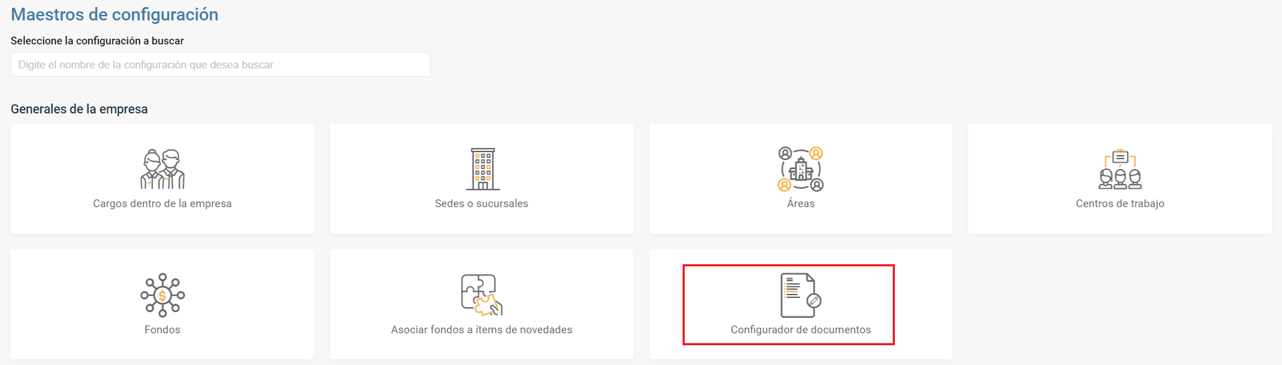 Ingreso a la opción configurador de documentos