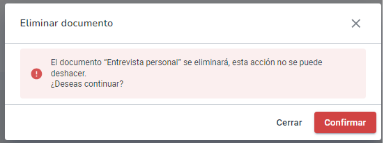 Eliminar un documento cargado al expediente laboral