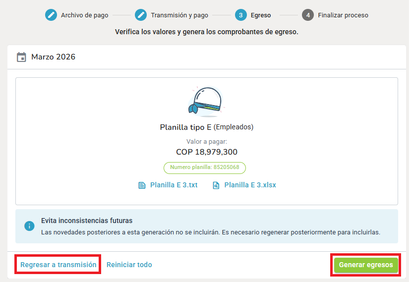 Generar el comprobante de egreso