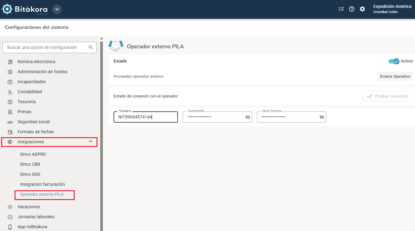 Integración con Enlace Operativo