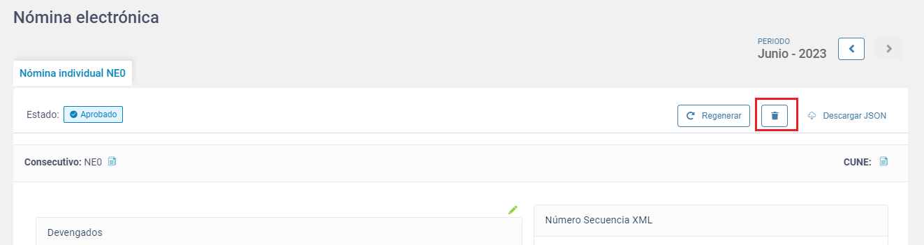 Eliminar la nómina electrónica