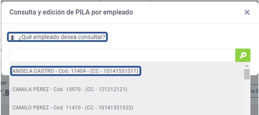 pila por empleado consulta