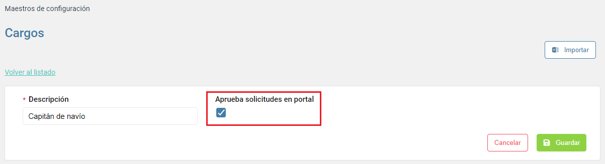 Configurar el cargo del jefe inmediato