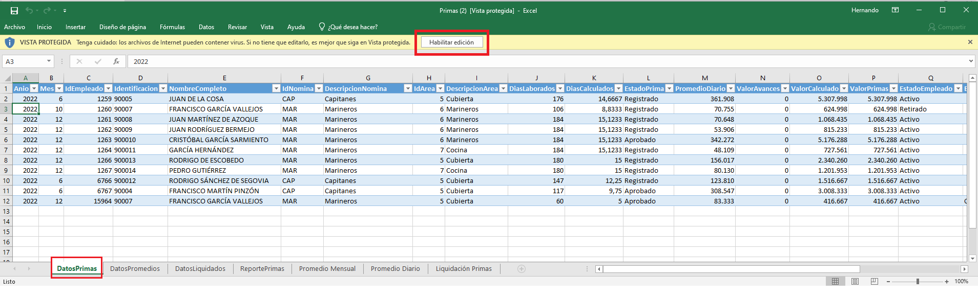 Descargar el reporte en Excel